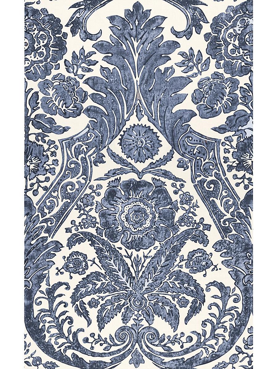 Scalamandre Luciana Damask Print Denim Wallpaper