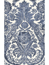 Scalamandre Luciana Damask Print Denim Wallpaper