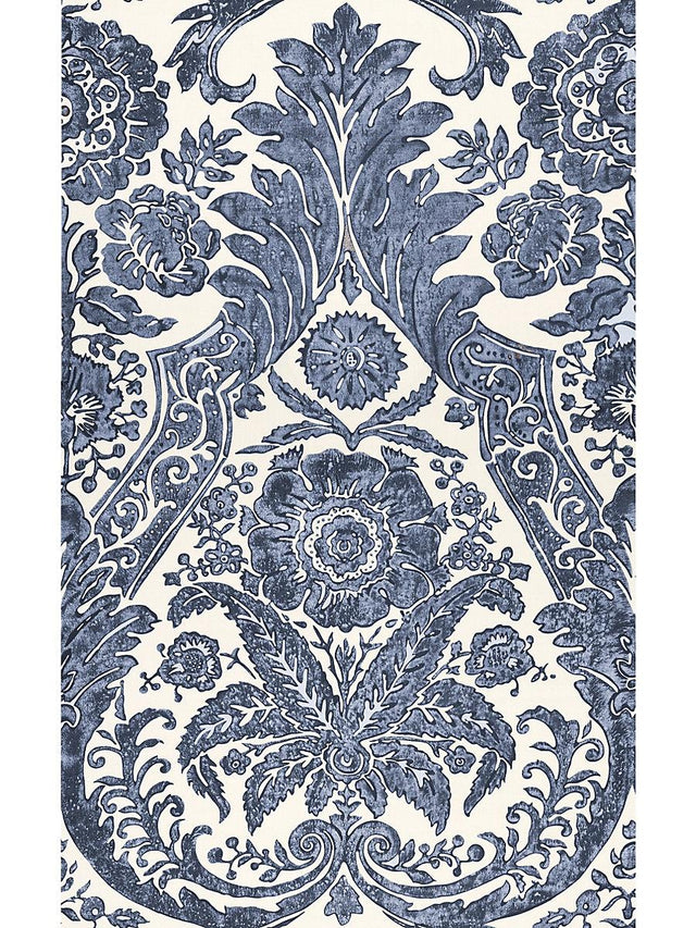 Scalamandre Luciana Damask Print Denim Wallpaper
