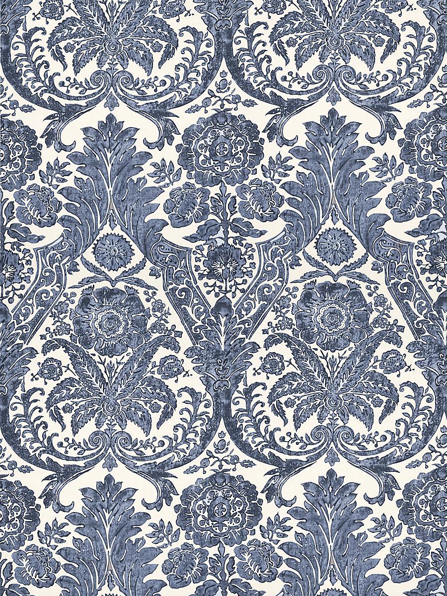 Scalamandre Luciana Damask Print Denim Wallpaper