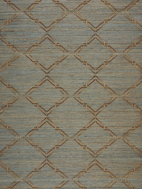 Scalamandre Monroe Embroidered Grasscloth Bronze Wallpaper