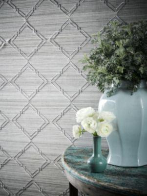 Scalamandre Monroe Embroidered Grasscloth Bronze Wallpaper