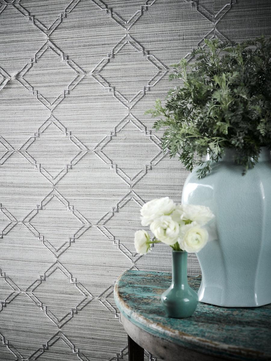 Scalamandre Monroe Embroidered Grasscloth Bronze Wallpaper