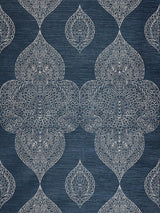 Scalamandre Taj Embroidered Sisal Indigo Wallpaper