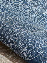 Scalamandre Taj Embroidered Sisal Indigo Wallpaper