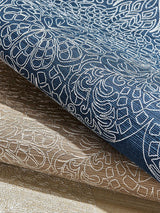 Scalamandre Taj Embroidered Sisal Indigo Wallpaper