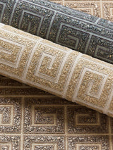 Scalamandre Fret Mosaic Grasscloth Mineral Wallpaper