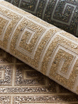 Scalamandre Fret Mosaic Grasscloth Mineral Wallpaper
