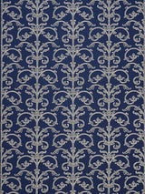 Scalamandre Saxony Scroll Wallcovering Navy Wallpaper
