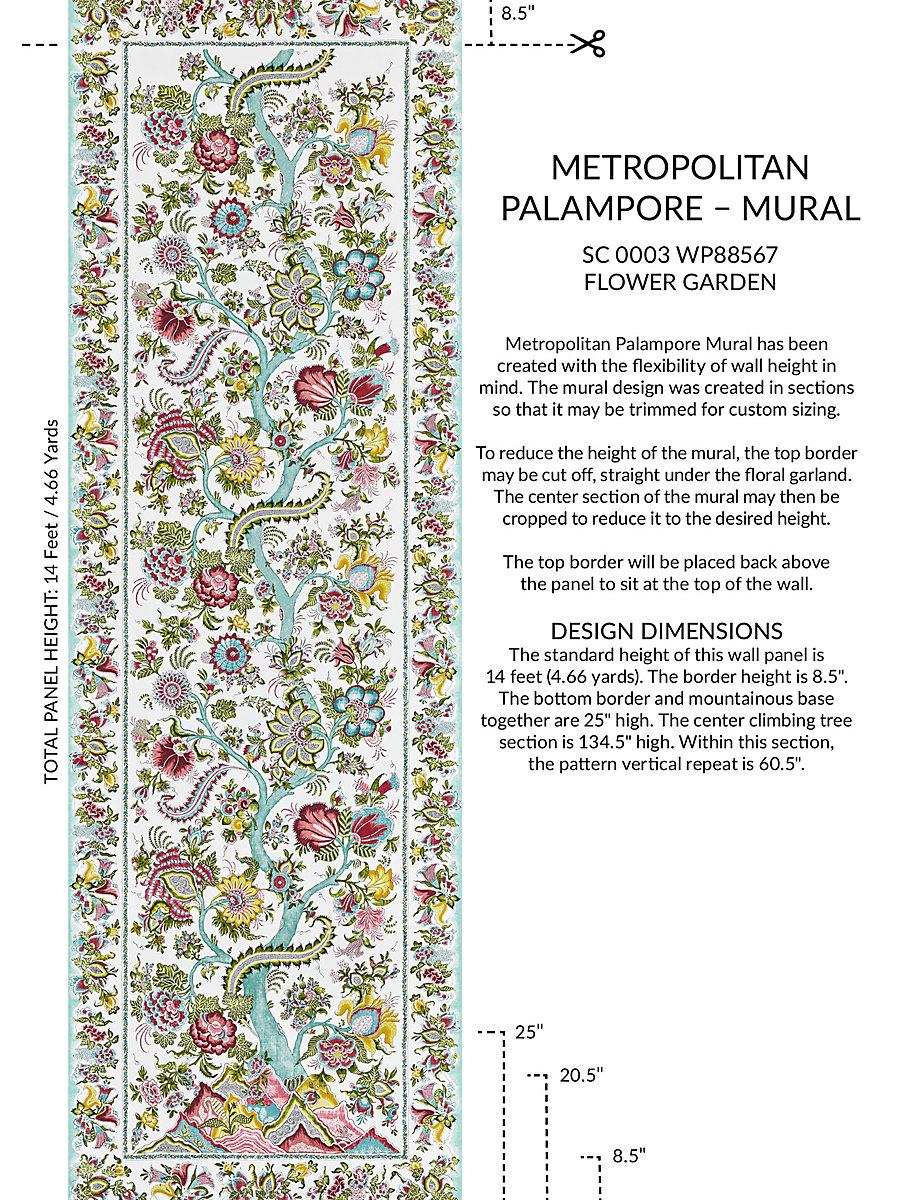 Scalamandre Metropolitan Palampore | Mural Flower Garden Wallpaper