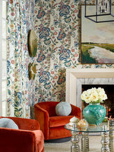 Scalamandre Cumbria Hand Block Print Multi On Cream Fabric