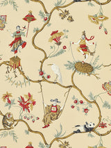 Scalamandre Ming Circus Multi On Tea Wallpaper