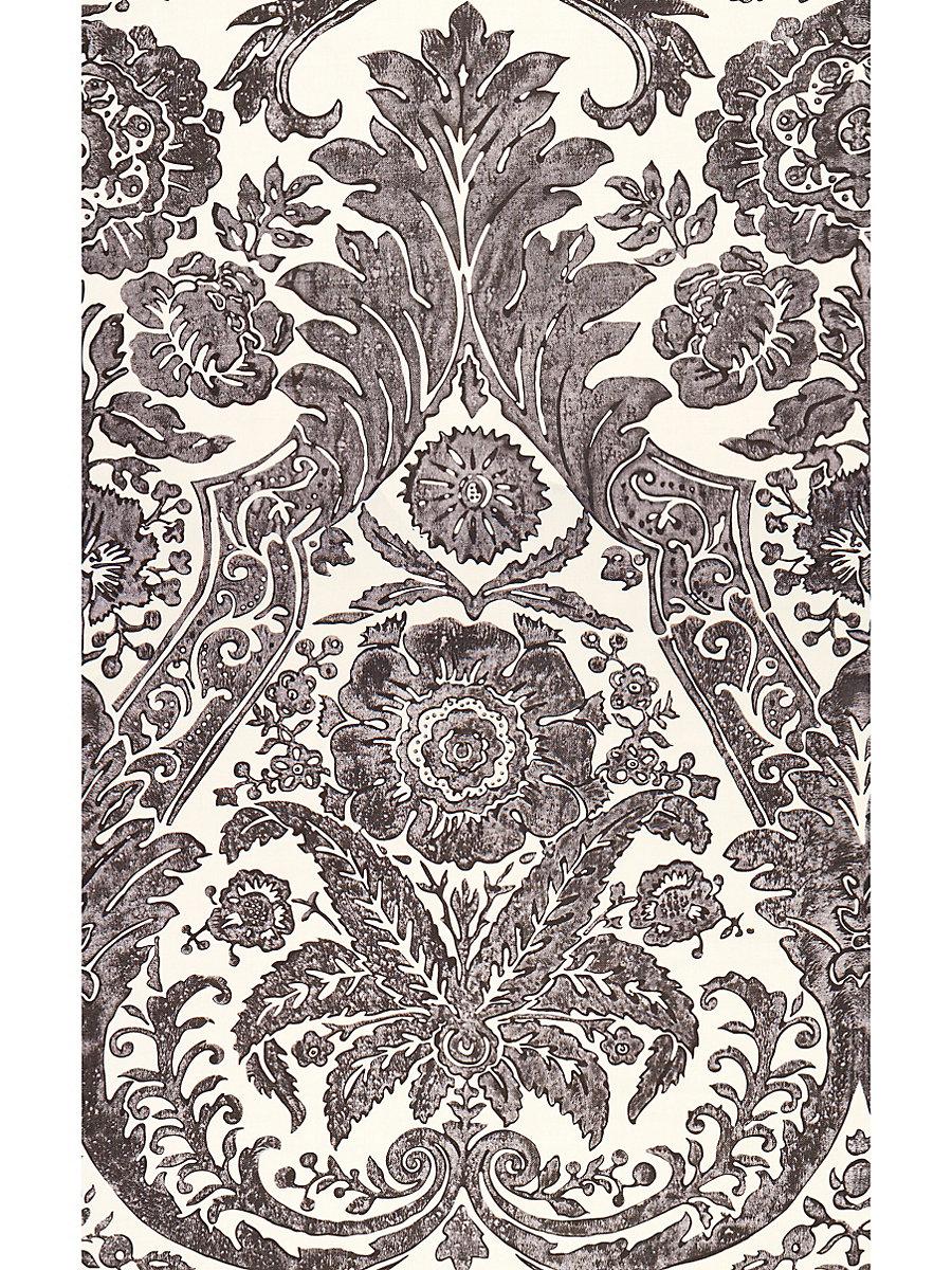 Scalamandre Luciana Damask Print Graphite Wallpaper