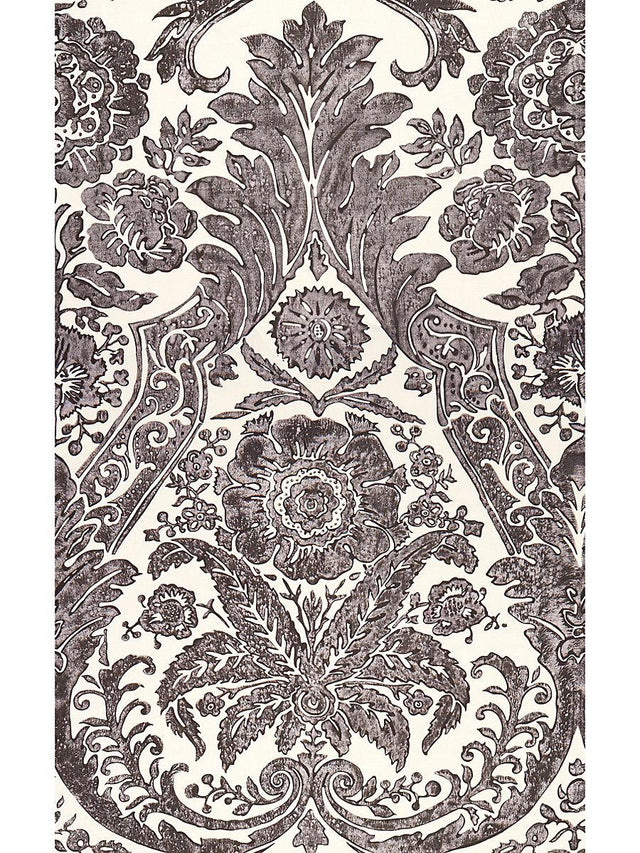 Scalamandre Luciana Damask Print Graphite Wallpaper