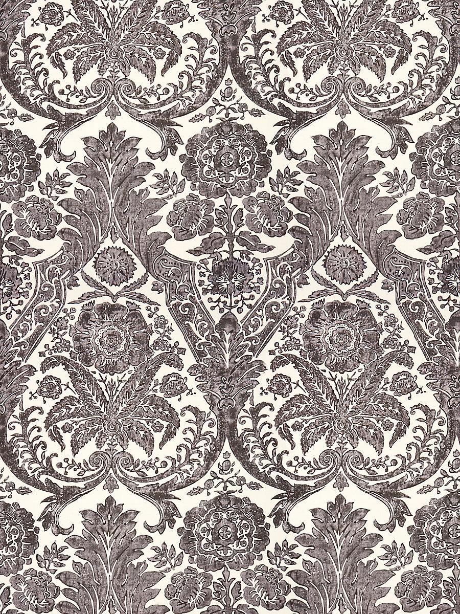 Scalamandre Luciana Damask Print Graphite Wallpaper