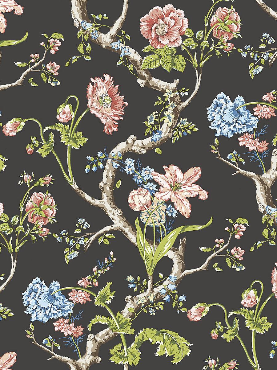 Scalamandre Andrew Jackson Floral Noir Wallpaper – DecoratorsBest