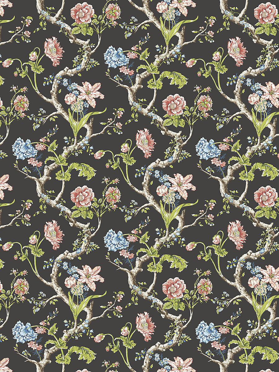 Scalamandre Andrew Jackson Floral Noir Wallpaper