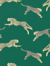 Scalamandre Leaping Cheetah Cotton Print Evergreen Fabric