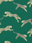 Scalamandre Leaping Cheetah Cotton Print Evergreen Fabric