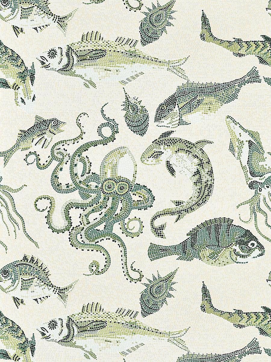 Scalamandre Mikonos Green & Eggshell Wallpaper