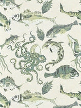 Scalamandre Mikonos Green & Eggshell Wallpaper