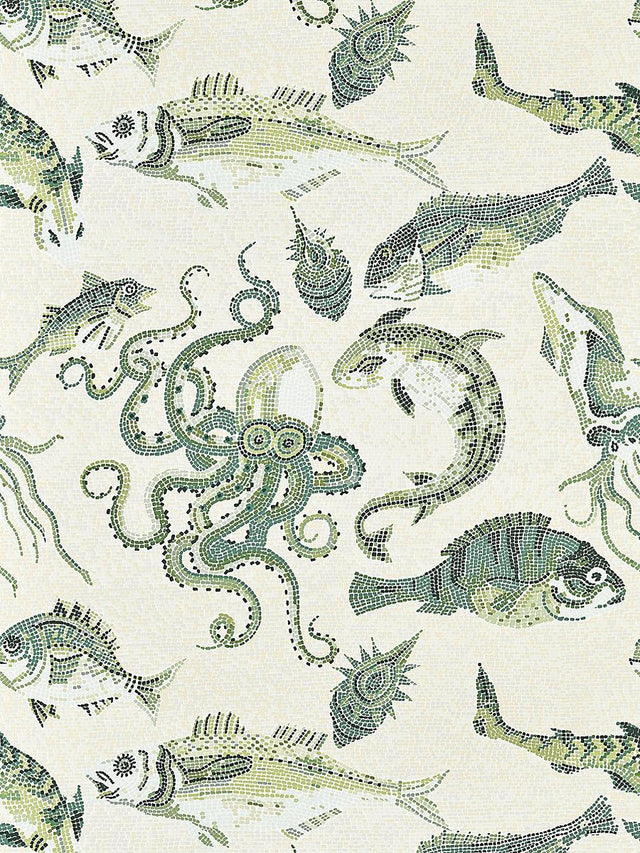 Scalamandre Mikonos Green & Eggshell Wallpaper