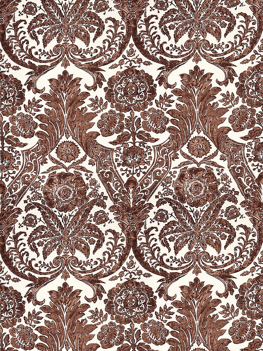 Scalamandre Luciana Damask Print Espresso Wallpaper