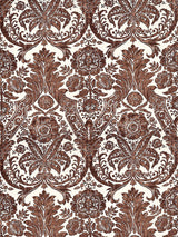 Scalamandre Luciana Damask Print Espresso Wallpaper