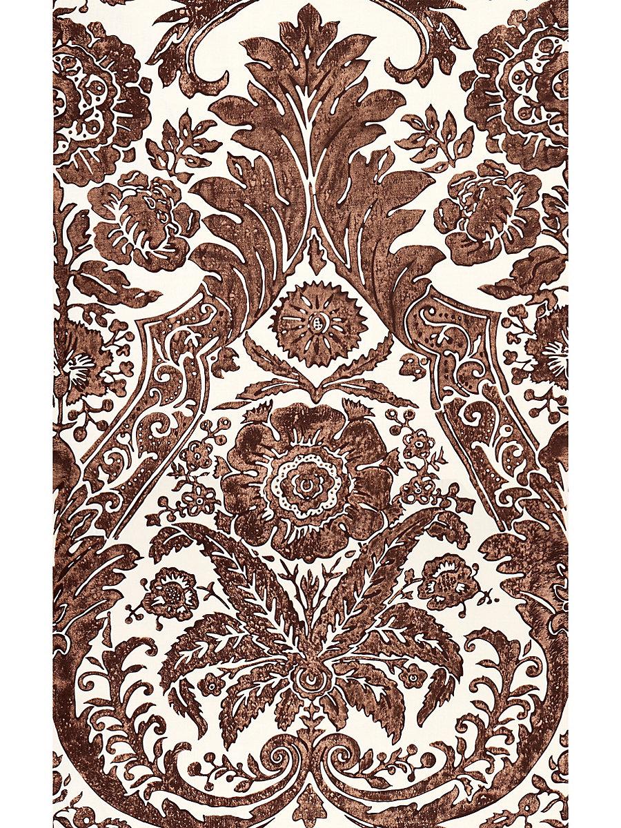 Scalamandre Luciana Damask Print Espresso Wallpaper