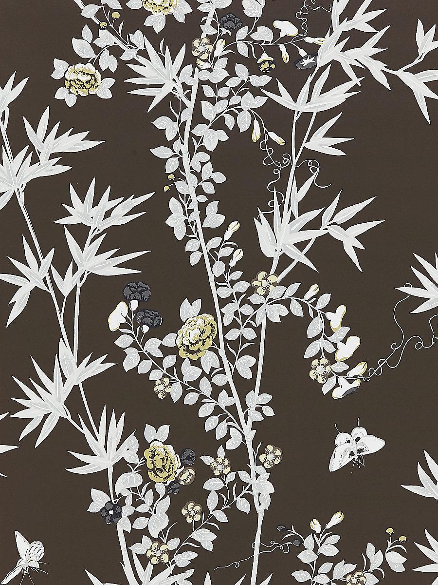 Scalamandre Jardin De Chine Espresso Wallpaper