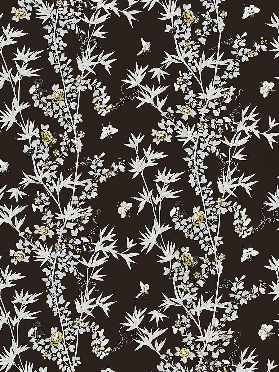 Scalamandre Jardin De Chine Espresso Wallpaper