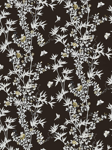 Scalamandre Jardin De Chine Espresso Wallpaper