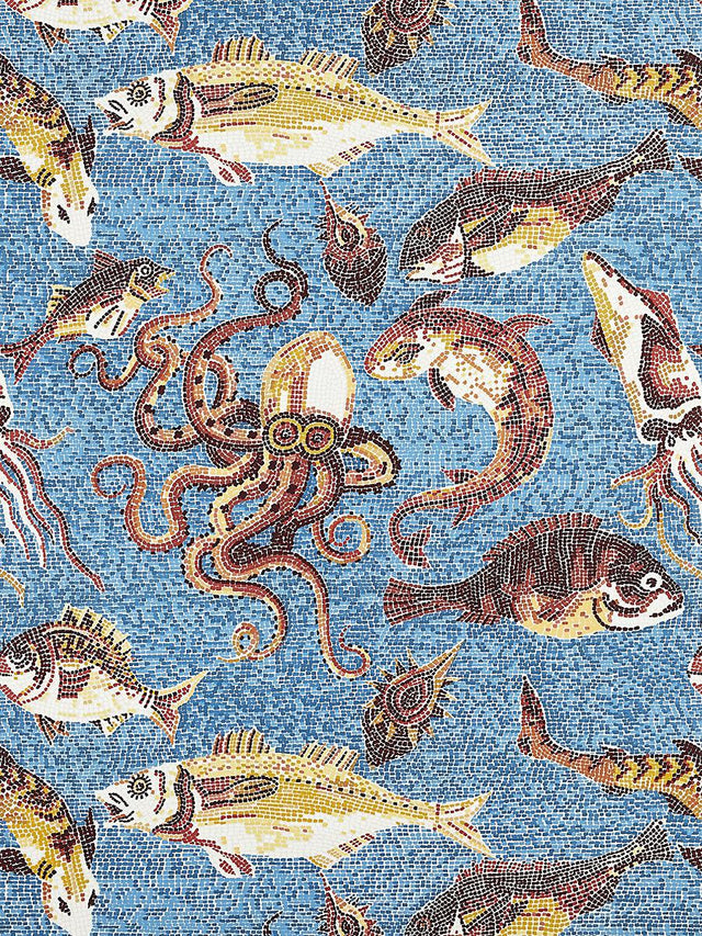 Scalamandre Mikonos Rust & Blue Wallpaper