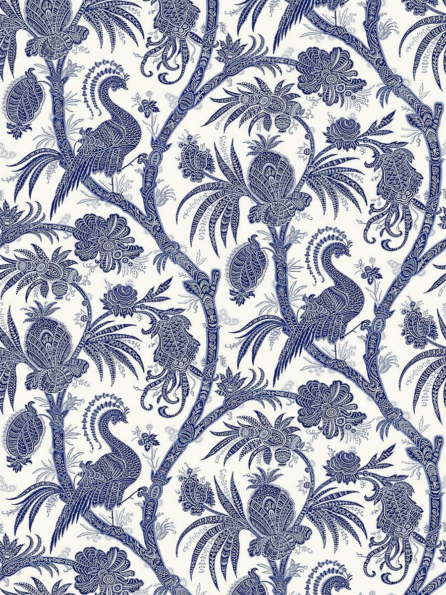Scalamandre Balinese Peacock Indigo Wallpaper