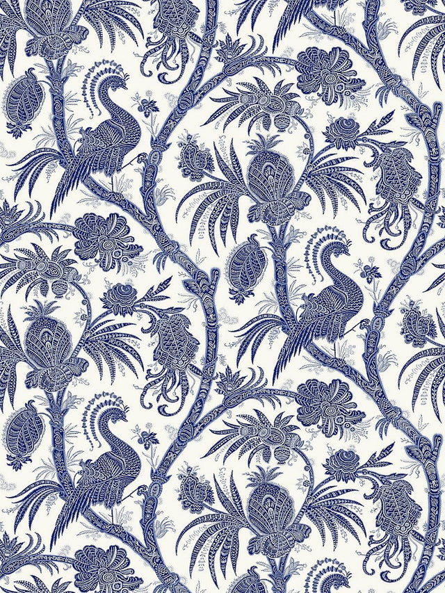 Scalamandre Balinese Peacock Indigo Wallpaper