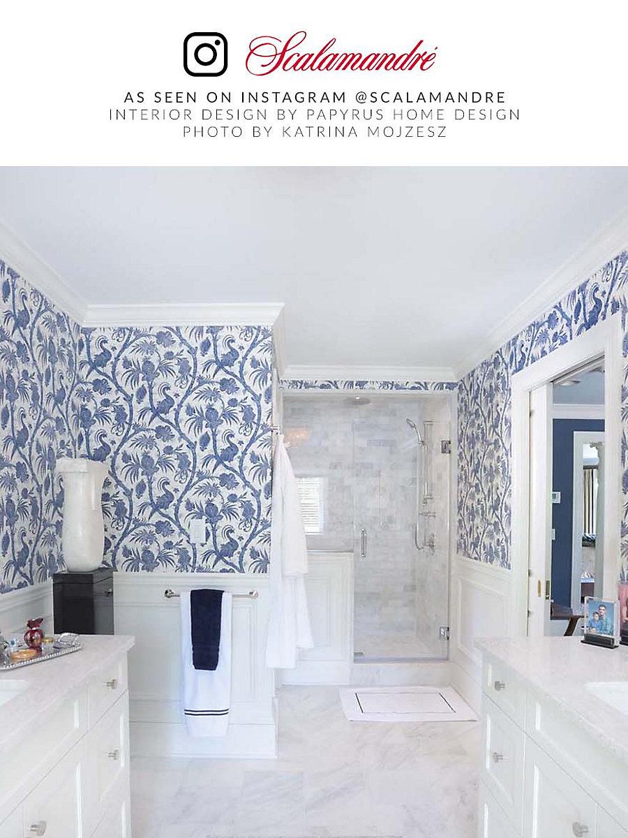 Scalamandre Balinese Peacock Indigo Wallpaper