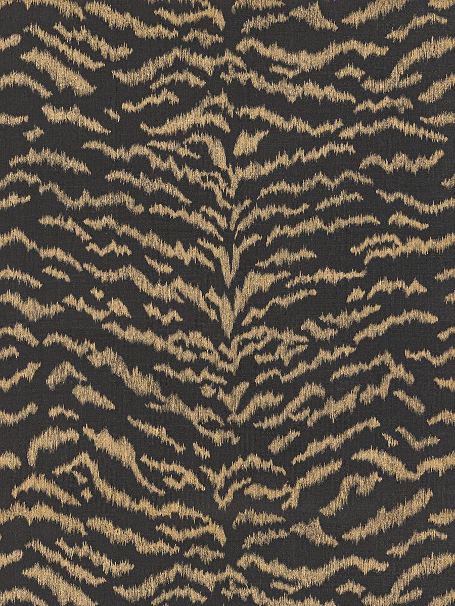 Scalamandre Tigress Wallcovering Bronze On Black Wallpaper