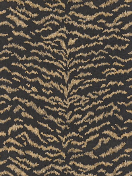 Scalamandre Tigress Wallcovering Bronze On Black Wallpaper