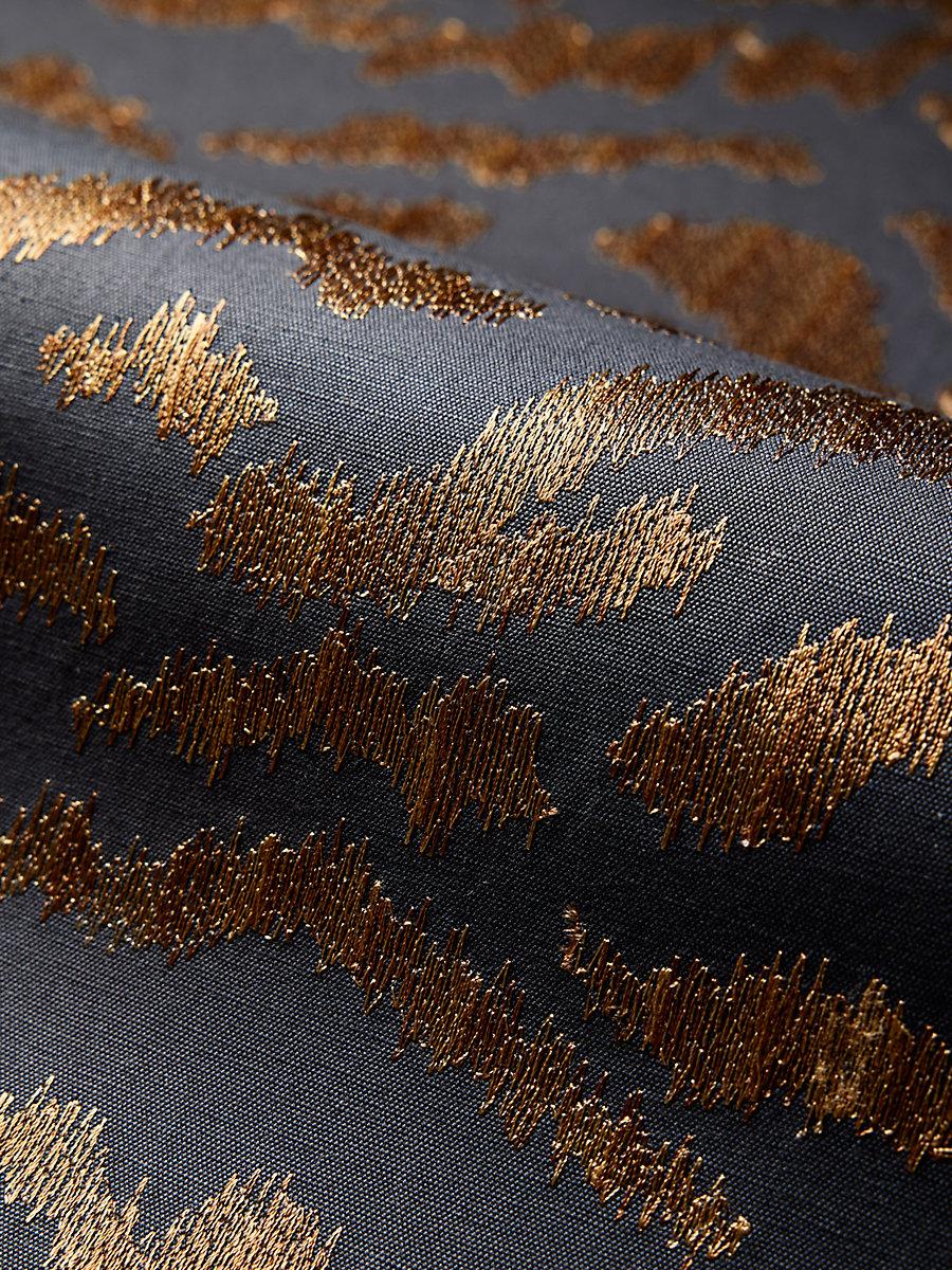 Scalamandre Tigress Wallcovering Bronze On Black Wallpaper
