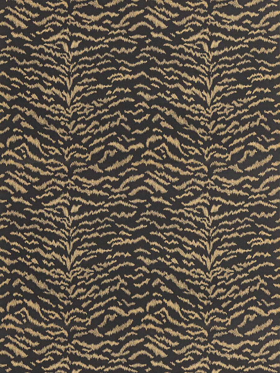 Scalamandre Tigress Wallcovering Bronze On Black Wallpaper