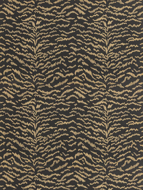 Scalamandre Tigress Wallcovering Bronze On Black Wallpaper