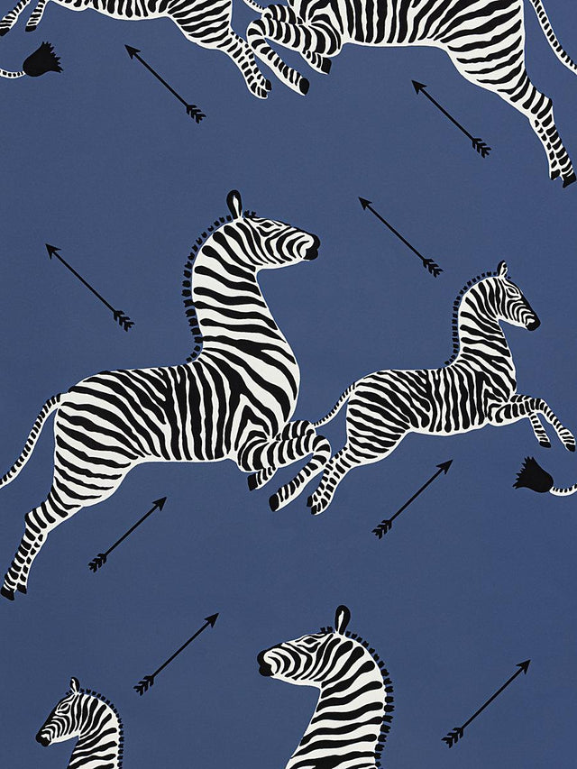 Scalamandre Zebras | Vinyl Denim Wallpaper