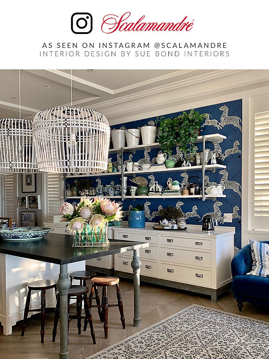 Scalamandre Zebras | Vinyl Denim Wallpaper