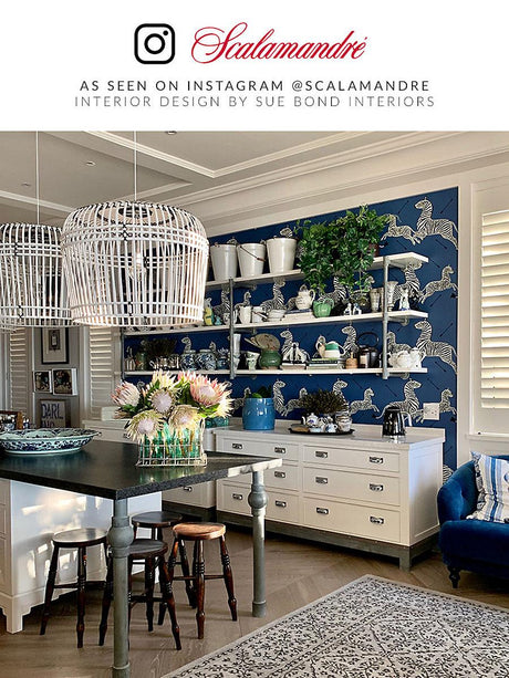 Scalamandre Zebras | Vinyl Denim Wallpaper