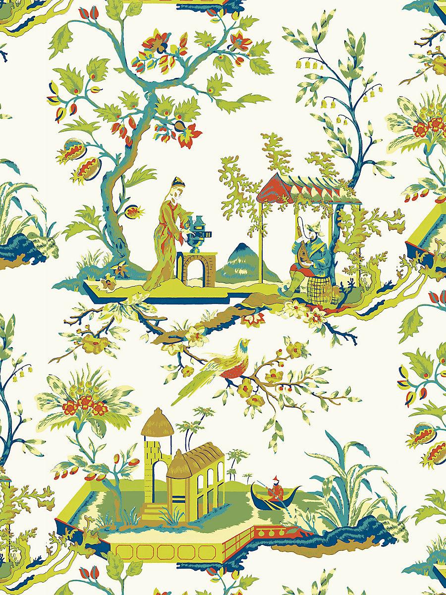 Scalamandre Ch'In Ling Multicolor On Ivory Wallpaper