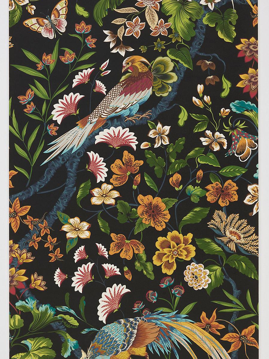 Scalamandre Botany Bay | Wallcovering Black Ruby Wallpaper