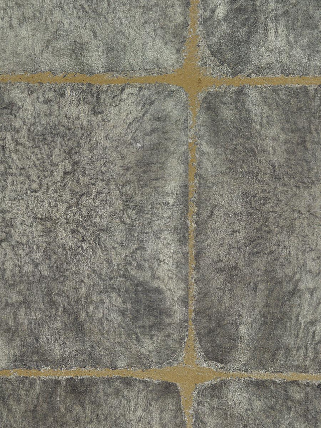 Scalamandre Silver Leaf Squares Silver On Gold Wallpaper