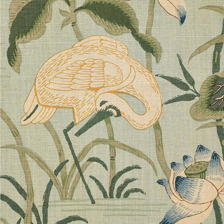 Schumacher Lotus Garden Aqua Fabric