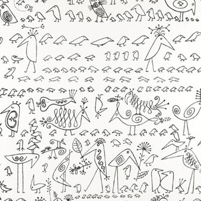 Schumacher Aviary Black On White Fabric
