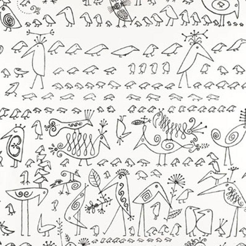 Schumacher Aviary Black On White Fabric